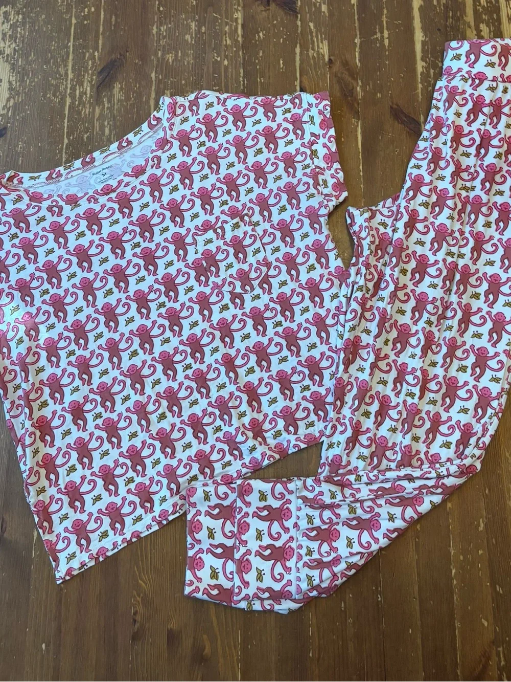 Roller Rabbit monkey print two piece set. Medium. 100% Pima cotton